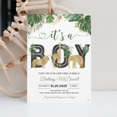 Invitation Wild One Jungle Gold Baby shower garçon