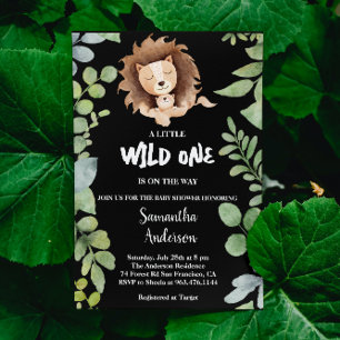 Invitation Wild one Jungle Lion Safari Baby shower photo