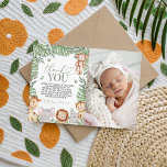 Invitation Wild One Jungle Photo Thank You<br><div class="desc">Send a sweet note of gratitude with this adorable Wild One jungle photo thank you card. Featuring watercolor safari animals — lion, giraffe, elephant, monkey, and tiger — surrounded by lush tropical leaves and your baby’s photo. Perfect for coordinating with a Wild One, jungle, or safari first birthday theme. Personalize...</div>