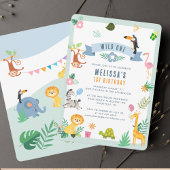 Invitation Wild One Jungle Safari Animaux 1er anniversaire