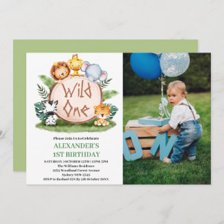 Invitation Wild One Jungle Safari Animaux 1er Anniversaire Ph