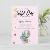 Invitation Wild One Jungle Safari Animaux Fille 1er anniversa (Debout devant)