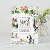 Invitation Wild One Jungle Safari Animaux filles premier anni (Debout devant)