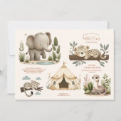 Invitation Wild One Jungle Safari Animaux Garçon 1er annivers (Devant)