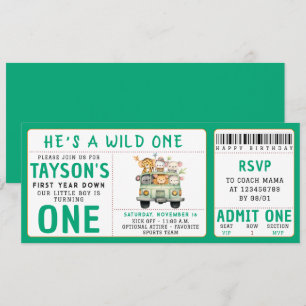Invitation Wild One Jungle Safari Animaux Garçon 1er annivers