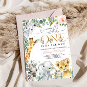Invitation Wild One Jungle Safari Baby shower fille