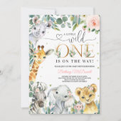 Invitation Wild One Jungle Safari Baby shower fille (Devant)