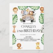 Invitation Wild One Jungle Safari Birthday for Boys (Devant / Derrière)