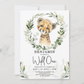 Invitation Wild One Jungle Safari Leopard Boy 1er anniversair (Devant)