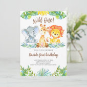 Invitation Wild One Jungle Safari mignonne garçon 1er anniver (Debout devant)