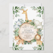 Invitation Wild One Jungle Safari Party Animaux 1er anniversa (Devant)