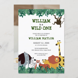 Invitation Wild One Jungle Safari photo premier anniversaire