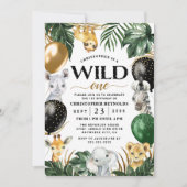 Invitation Wild One Jungle Safari Thème 1er anniversaire fête (Devant)