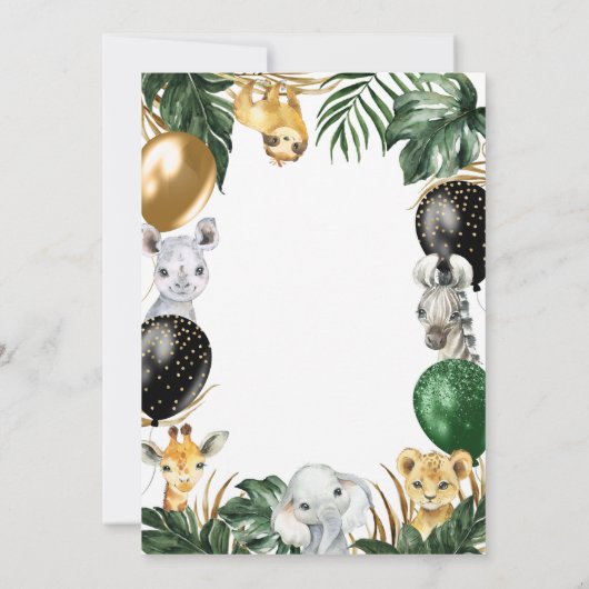 Invitation Wild One Jungle Safari Thème 1er anniversaire fête (Dos)