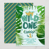 Invitation Wild One Jungle Theme Boys Premier Anniversaire (Devant / Derrière)
