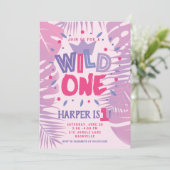 Invitation Wild One Jungle Thème Girl Premier anniversaire (Debout devant)