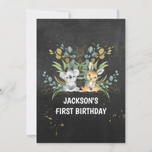 Invitation Wild One Kangaroo & Koala 1er anniversaire (Dos)