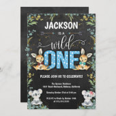 Invitation Wild One Kangaroo & Koala 1er anniversaire (Devant / Derrière)