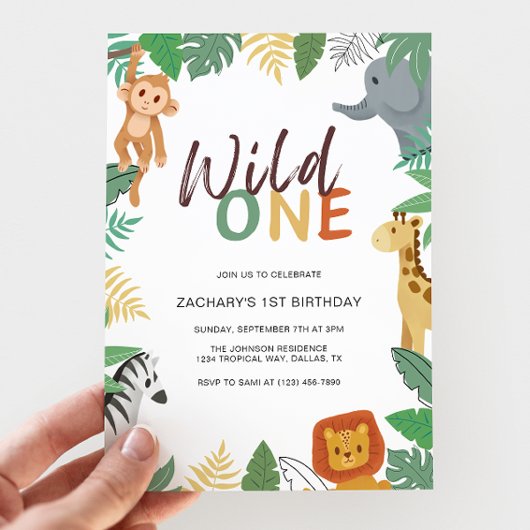 Invitation Wild One Kids Safari 1st Birthday Party