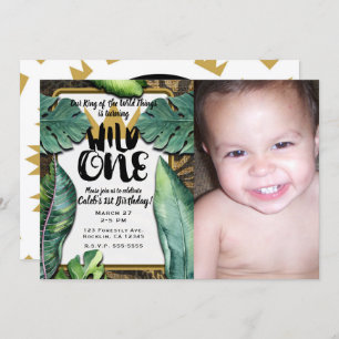 Invitation Wild One King of Things Crown 1st Birthday Party
