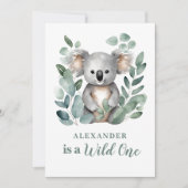 Invitation Wild One Koala Animal Child's 1er Birthday (Devant)
