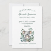Invitation Wild One Koala Animal Child's 1er Birthday (Dos)