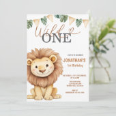 Invitation Wild One Lion 1st Birthday Party (Debout devant)