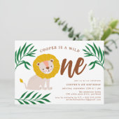 Invitation Wild One Lion Jungle Safari 1er anniversaire (Debout devant)
