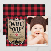 Invitation Wild One Lumberjack 1er Anniversaire Photo (Devant / Derrière)