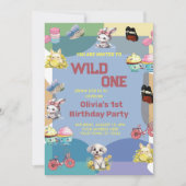 Invitation Wild One mignon Animaux 1er anniversaire (Devant)