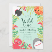 Invitation Wild One mignon Sea Animaux Anniversaires de enfan (Devant)