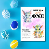 Invitation Wild One mignonne Baby Dragon Imaginaire 1er anniv