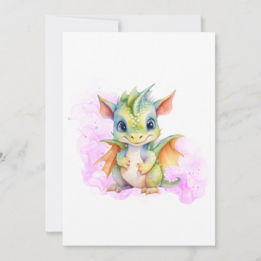 Invitation Wild One mignonne Baby Dragon Imaginaire 1er anniv (Dos)