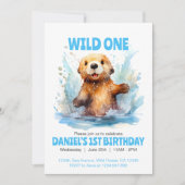 Invitation Wild One mignonne Baby Sea Otter dans l'eau 1er an (Devant)