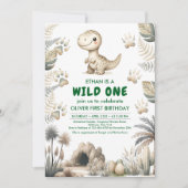 Invitation Wild One mignonne Dinosaur Première fête d'anniver (Devant)