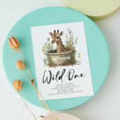 Invitation Wild One mignonne Giraffe 1er anniversaire Boho an