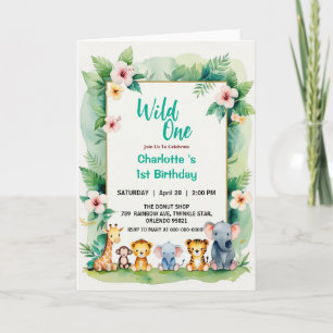 Invitation Wild One mignonne Jungle Animal 1er anniversaire d