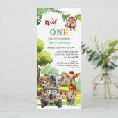 Invitation Wild One mignonne Jungle Animal 1er anniversaire d (Debout devant)