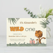 Invitation Wild One mignonne Tiger Jungle Premier anniversair (Debout devant)
