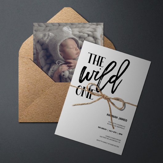 Invitation Wild One Modern Photo 1er anniversaire
