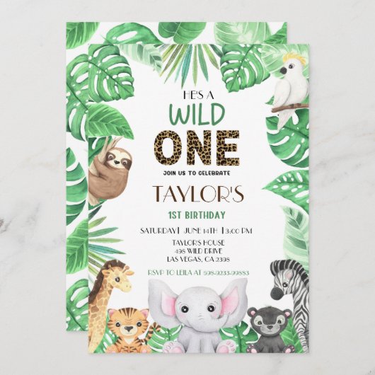 Invitation Wild One Neutral Celebration - Safari Adventure!