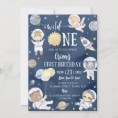 Invitation Wild One Outer Space Safari Animaux 1er anniversai (Devant)