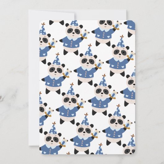 Invitation Wild One Panda Bear Bleu 1er anniversaire (Dos)