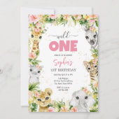 Invitation Wild One Party Animals Kids 1st Birthday (Devant)