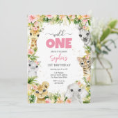 Invitation Wild One Party Animals Kids 1st Birthday (Debout devant)