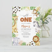 Invitation Wild One Party Animals Kids 1st Birthday (Debout devant)