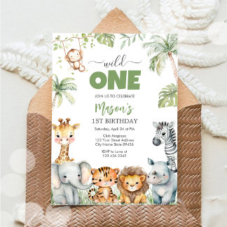 Invitation Wild One Party Animals Kids 1st Birthday