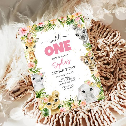Invitation Wild One Party Animals Kids 1st Birthday