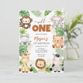 Invitation Wild One Party Animals Kids 1st Birthday (Debout devant)