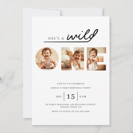 Invitation Wild ONE Photo moderne 1er anniversaire (Devant)